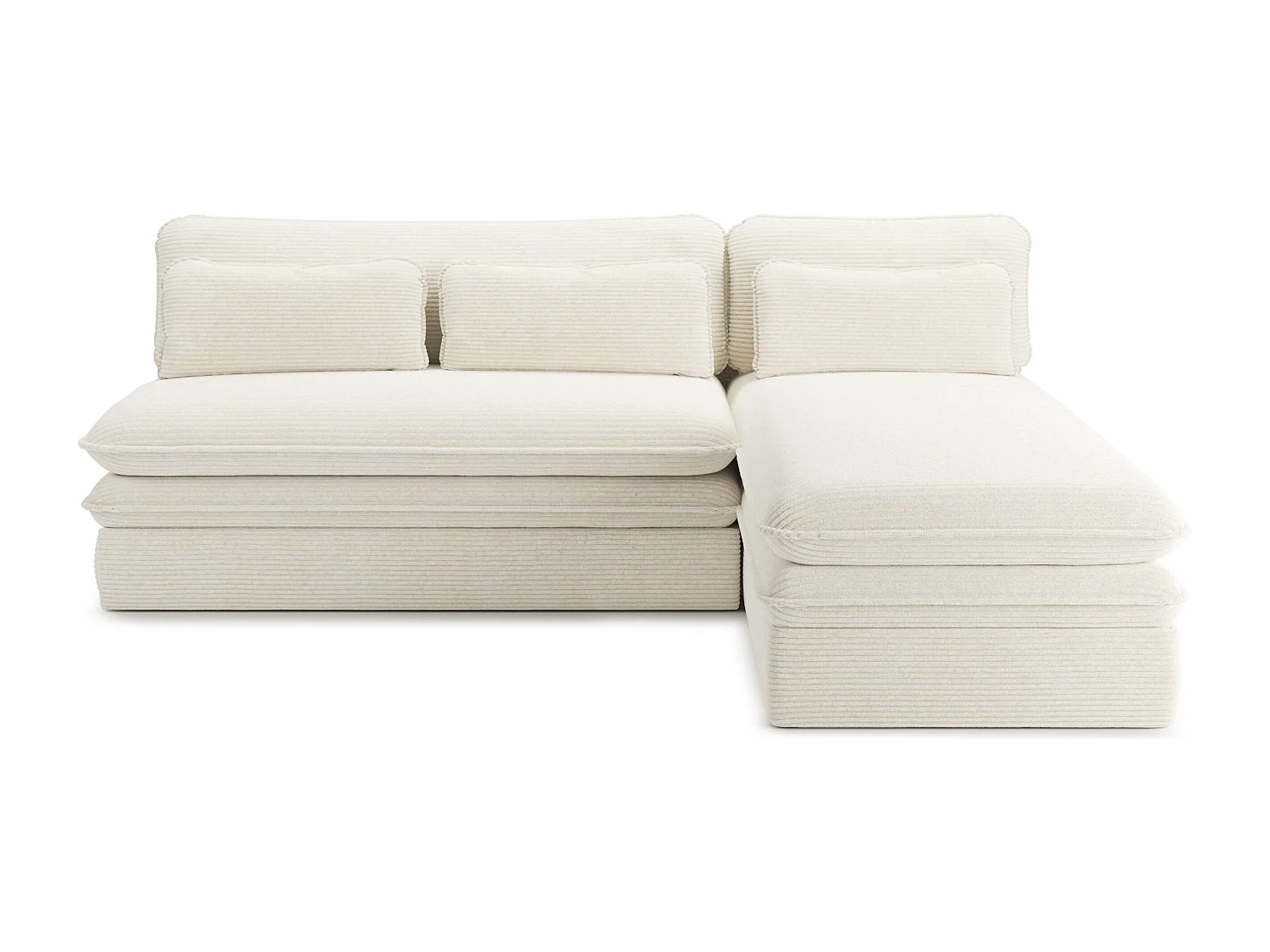 Canapé d'angle réversible convertible velours côtelé 4 places écru SERON