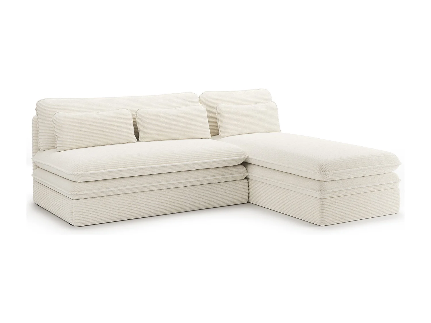 Canapé d'angle réversible convertible velours côtelé 4 places écru SERON