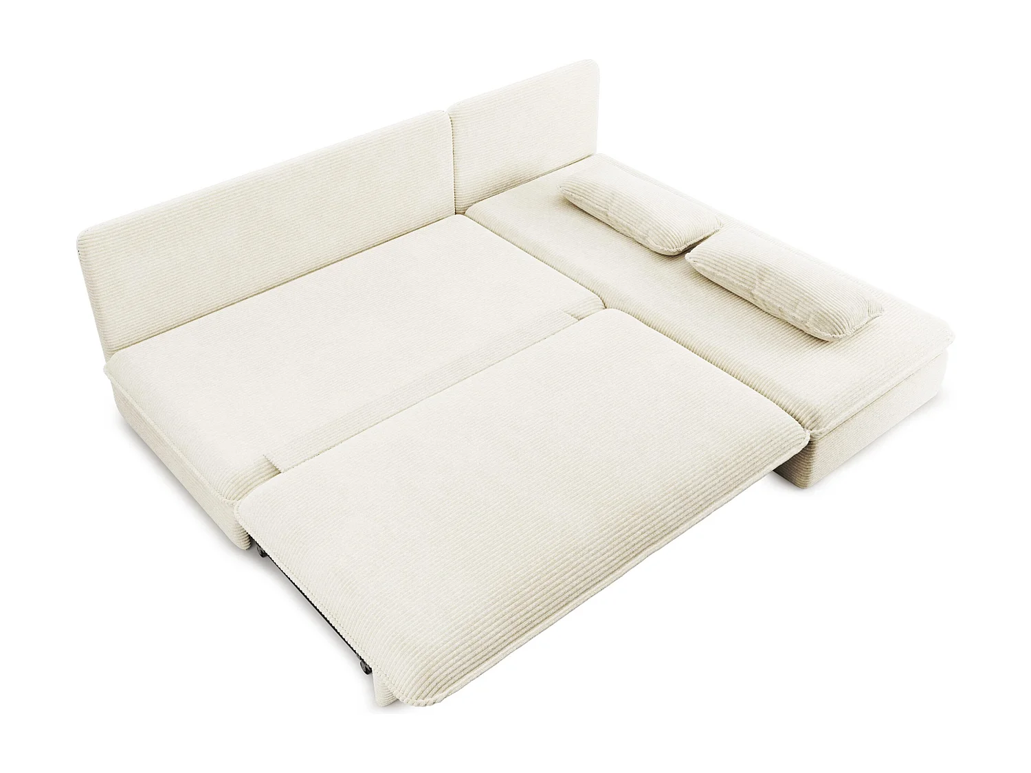 Canapé d'angle réversible convertible velours côtelé 4 places écru SERON