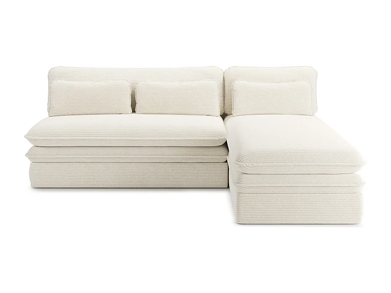 Canapé d'angle réversible convertible velours côtelé 4 places écru SERON