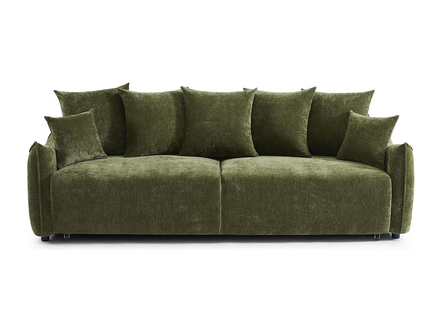 Canapé droit convertible tissu 3 places vert LYORA