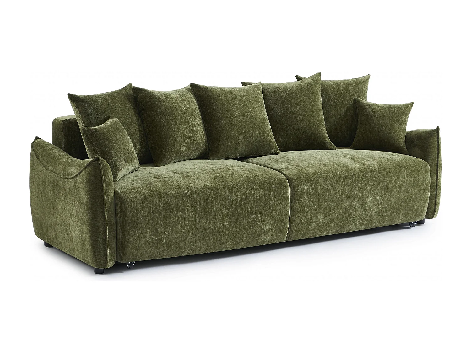 Canapé droit convertible tissu 3 places vert LYORA