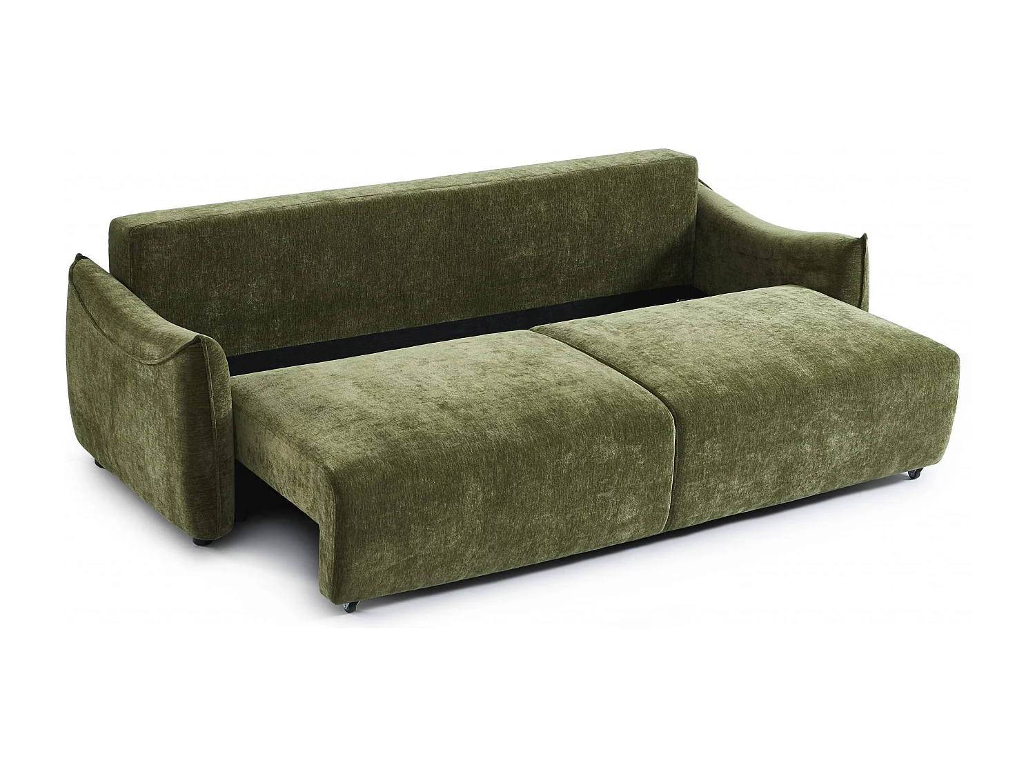Canapé droit convertible tissu 3 places vert LYORA