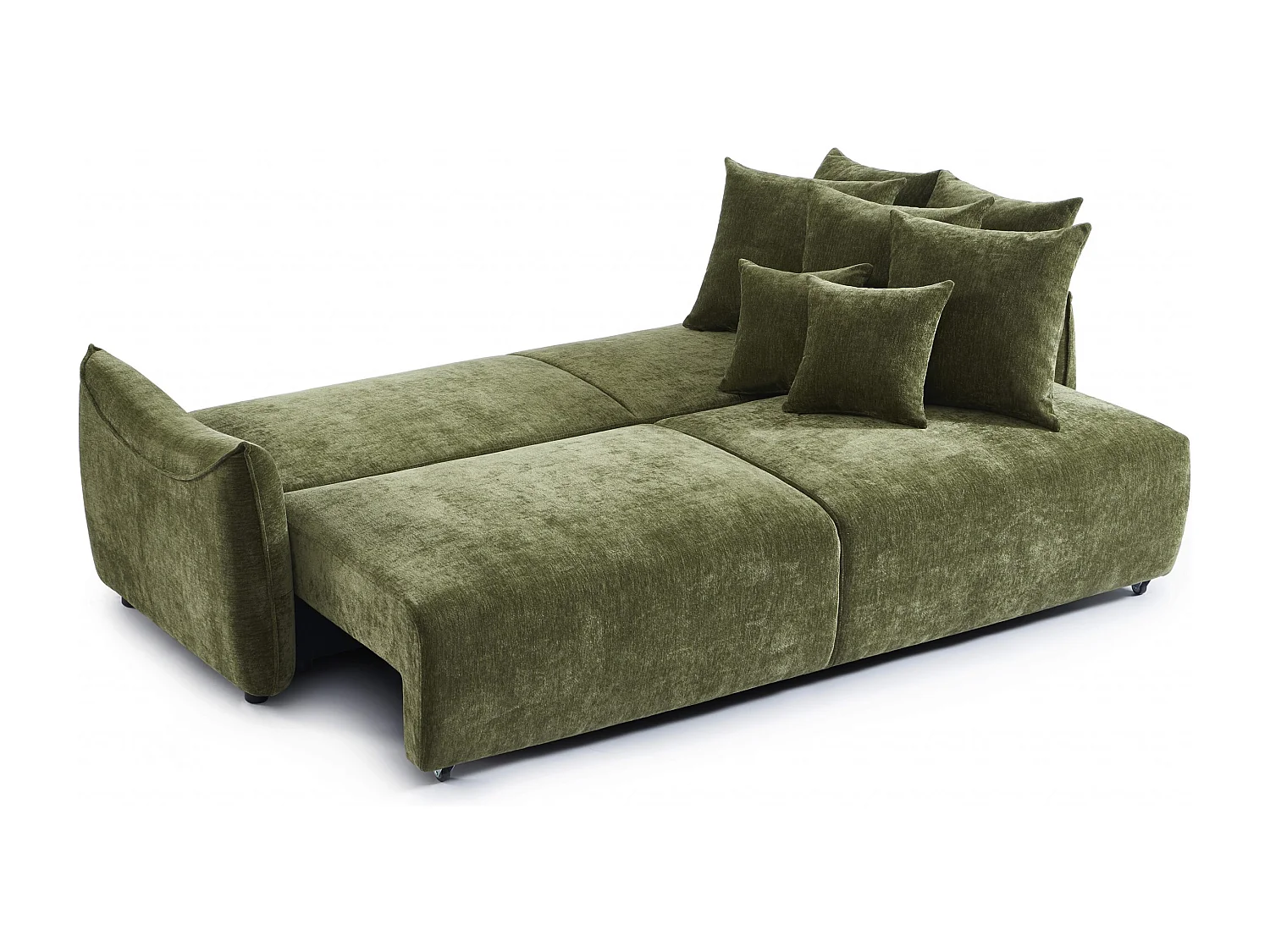Canapé droit convertible tissu 3 places vert LYORA