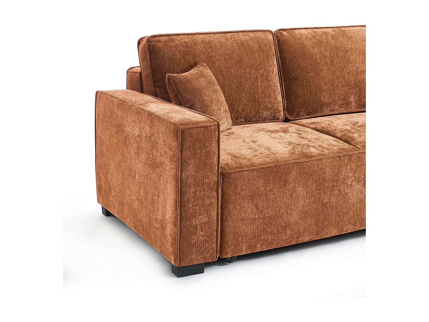 Canapé droit convertible tissu 3 places terracotta ORYON