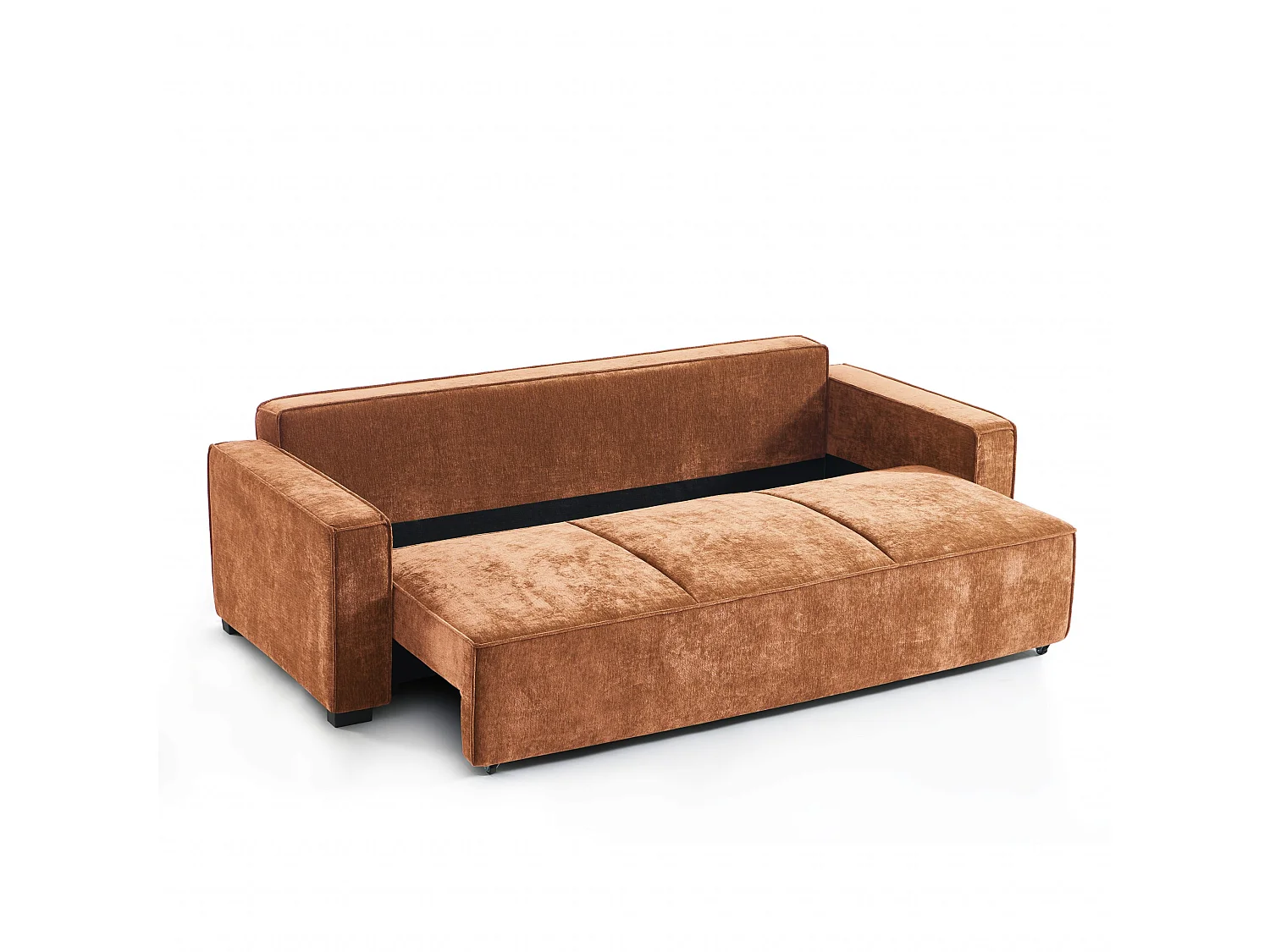 Canapé droit convertible tissu 3 places terracotta ORYON