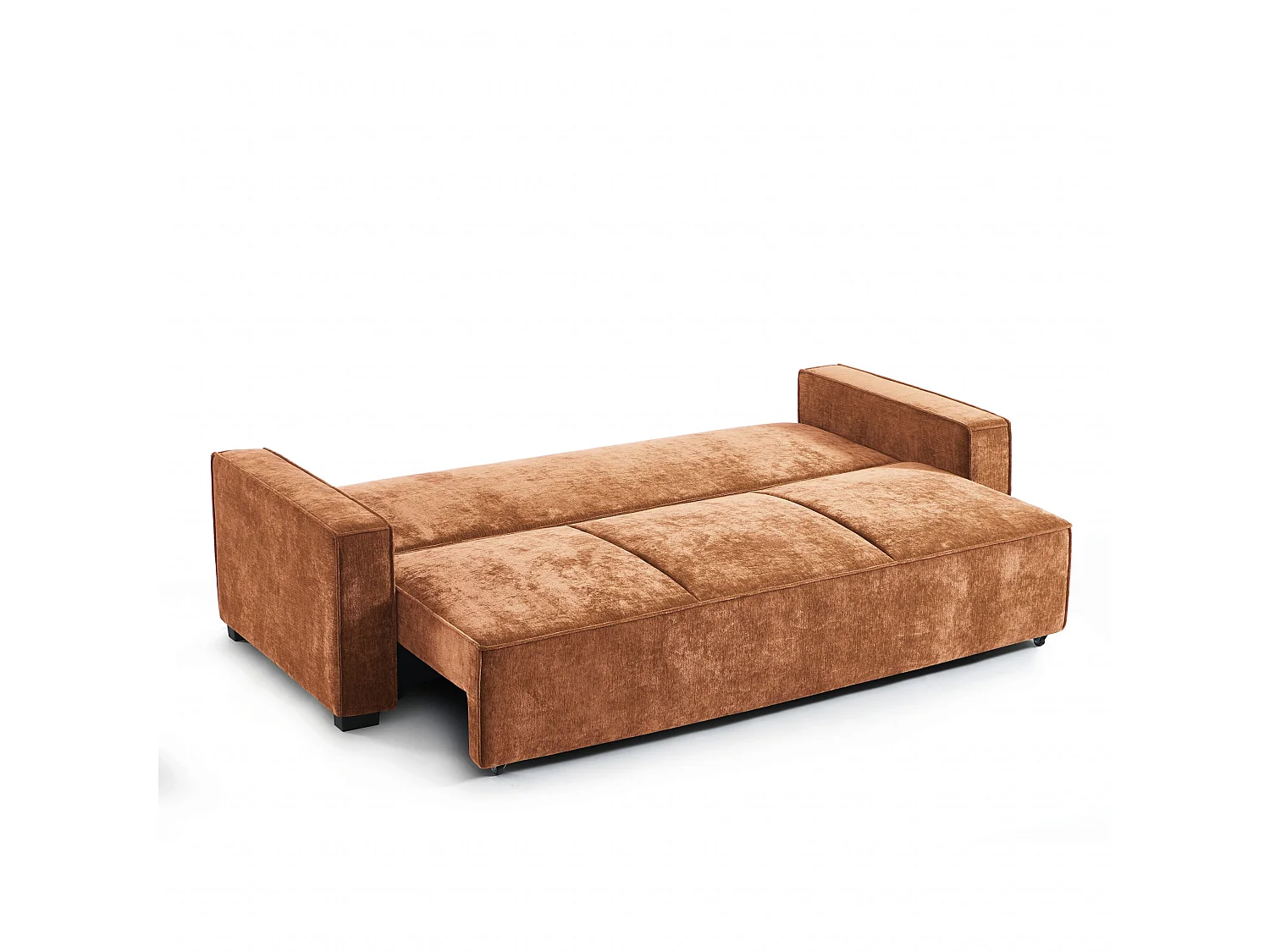 Canapé droit convertible tissu 3 places terracotta ORYON