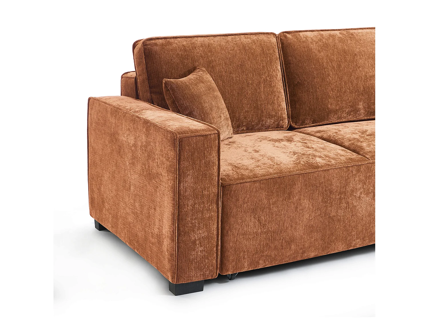 Canapé droit convertible tissu 3 places terracotta ORYON