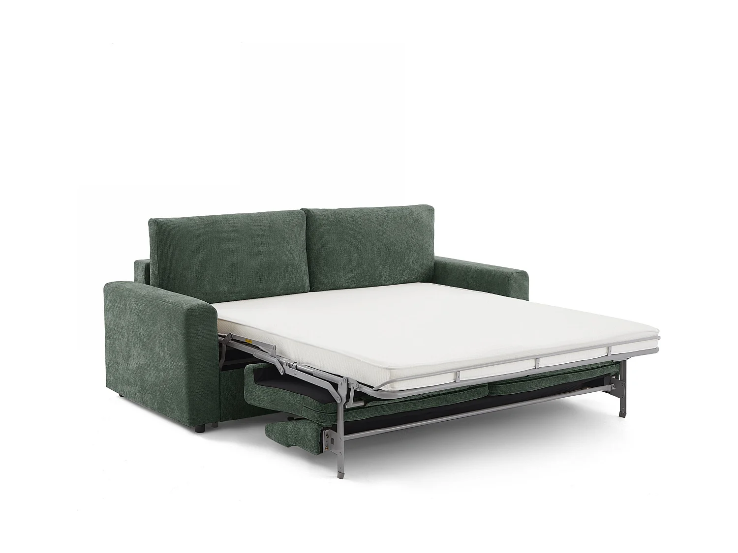 Canapé droit convertible tissu 4 places vert ZAYEN