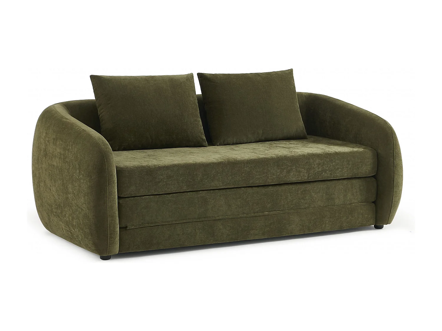 Canapé droit convertible tissu chenille 2 places vert VORIN