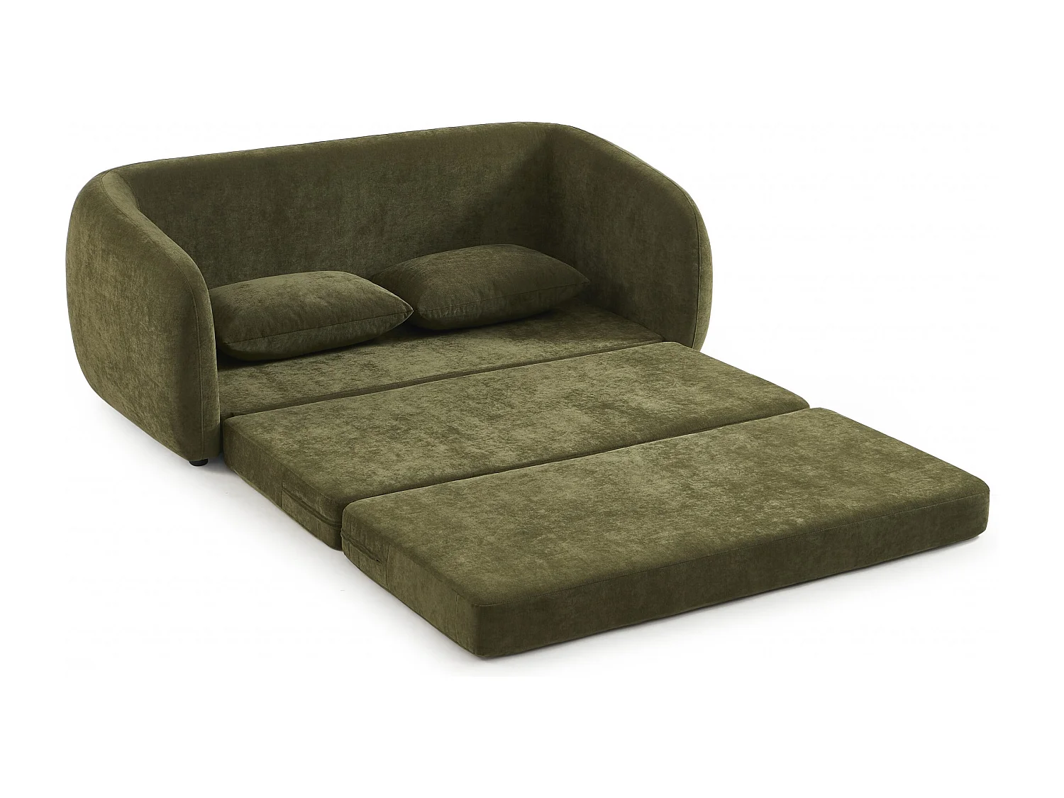 Canapé droit convertible tissu chenille 2 places vert VORIN