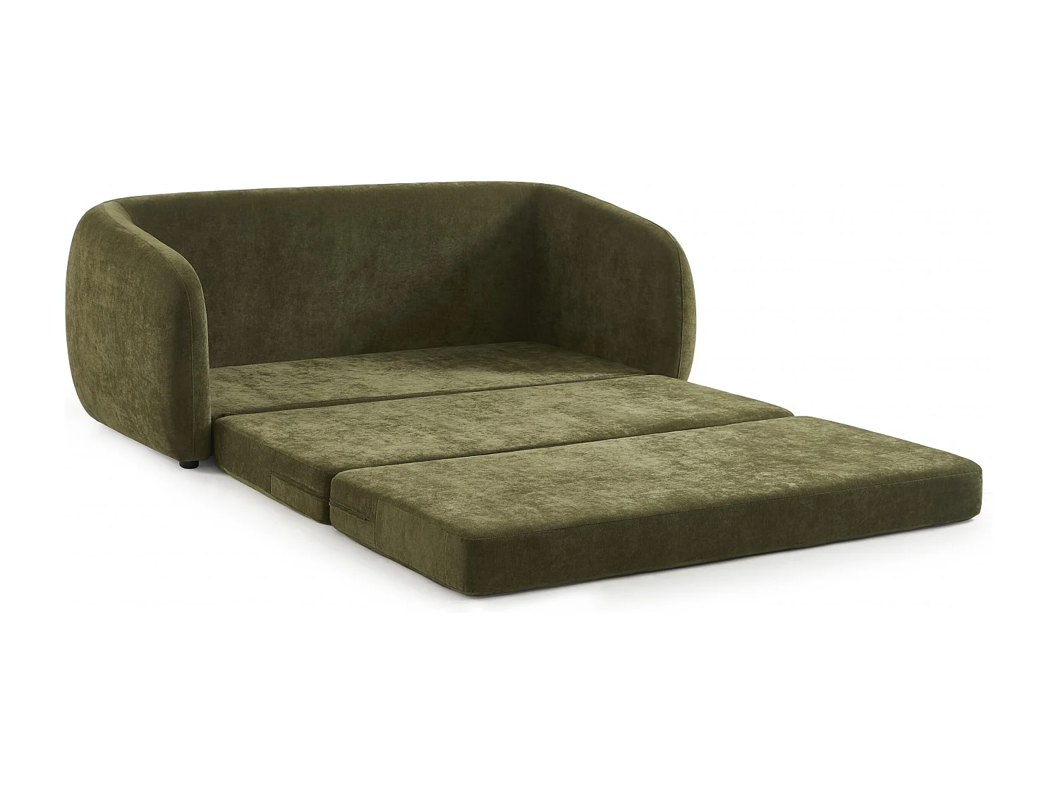 Canapé droit convertible tissu chenille 2 places vert VORIN