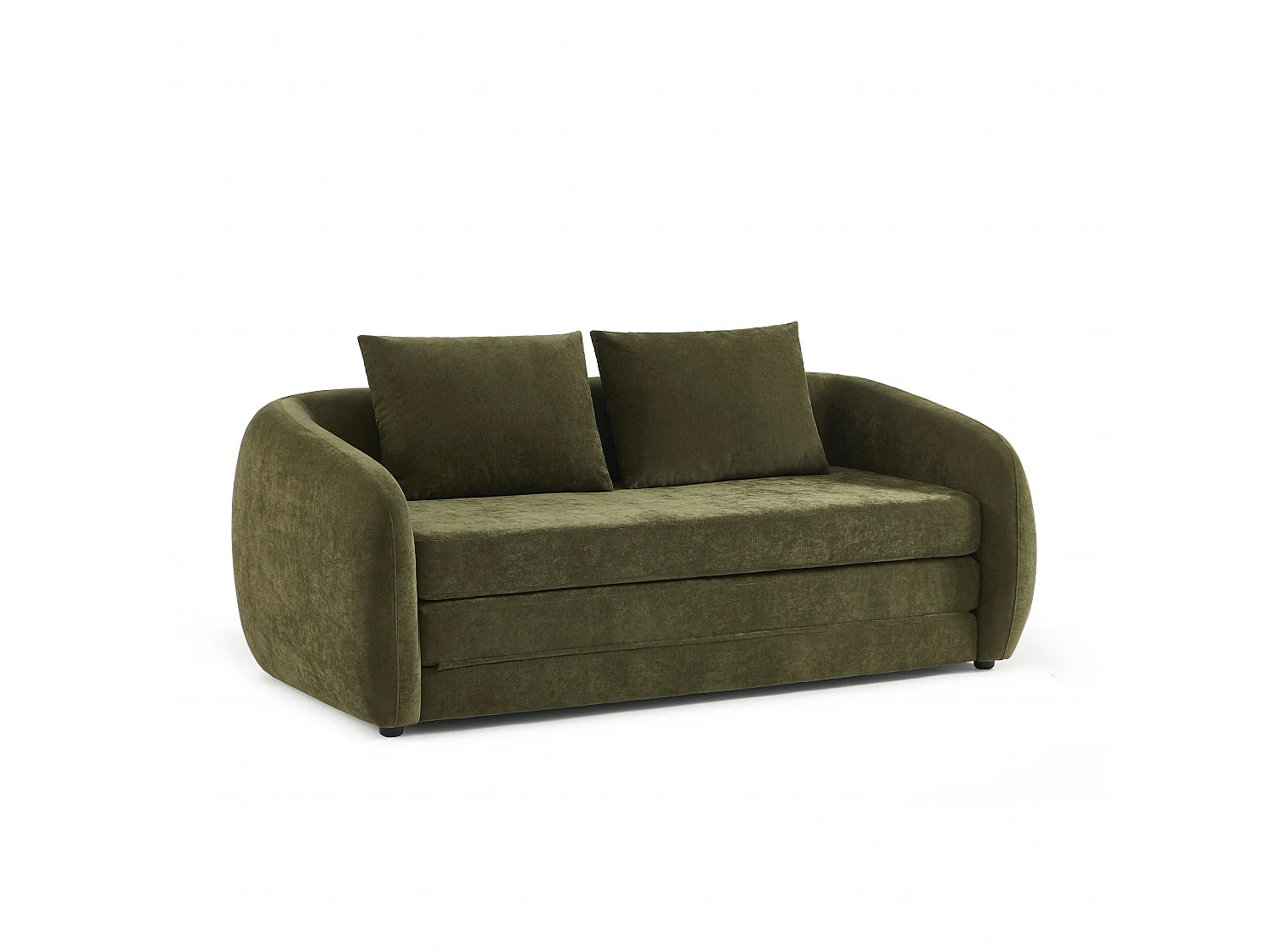 Canapé droit convertible tissu chenille 2 places vert VORIN