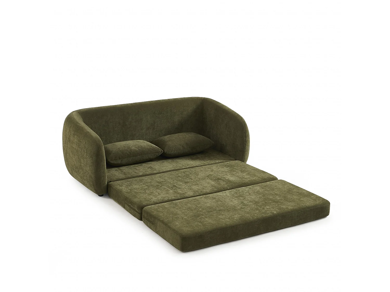 Canapé droit convertible tissu chenille 2 places vert VORIN