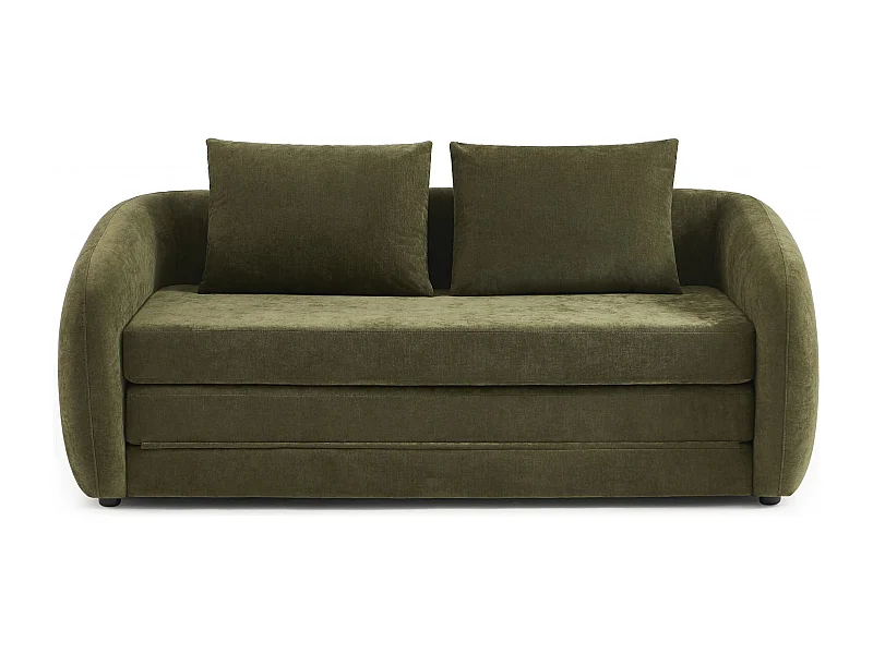 Canapé droit convertible tissu chenille 2 places vert VORIN