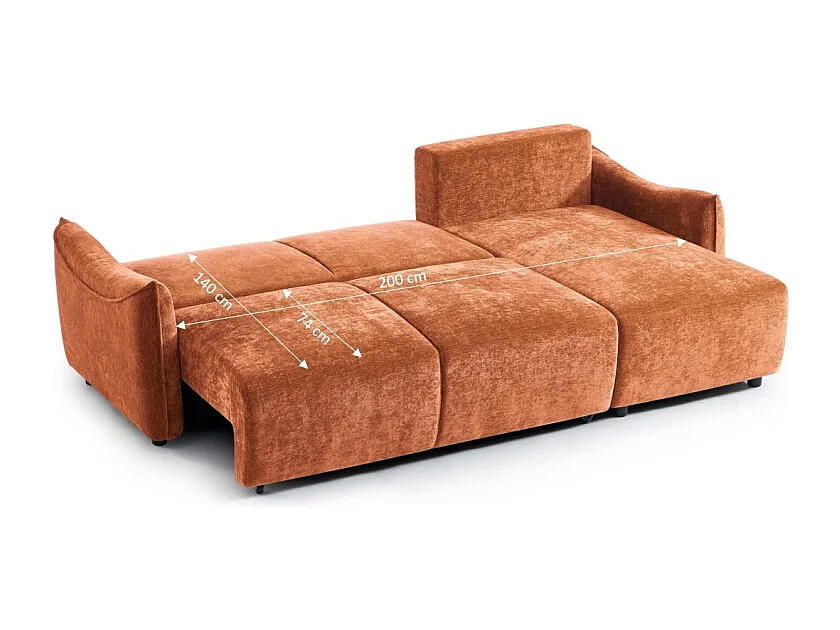 Canapé d'angle réversible convertible tissu 4 places terracotta LYORA