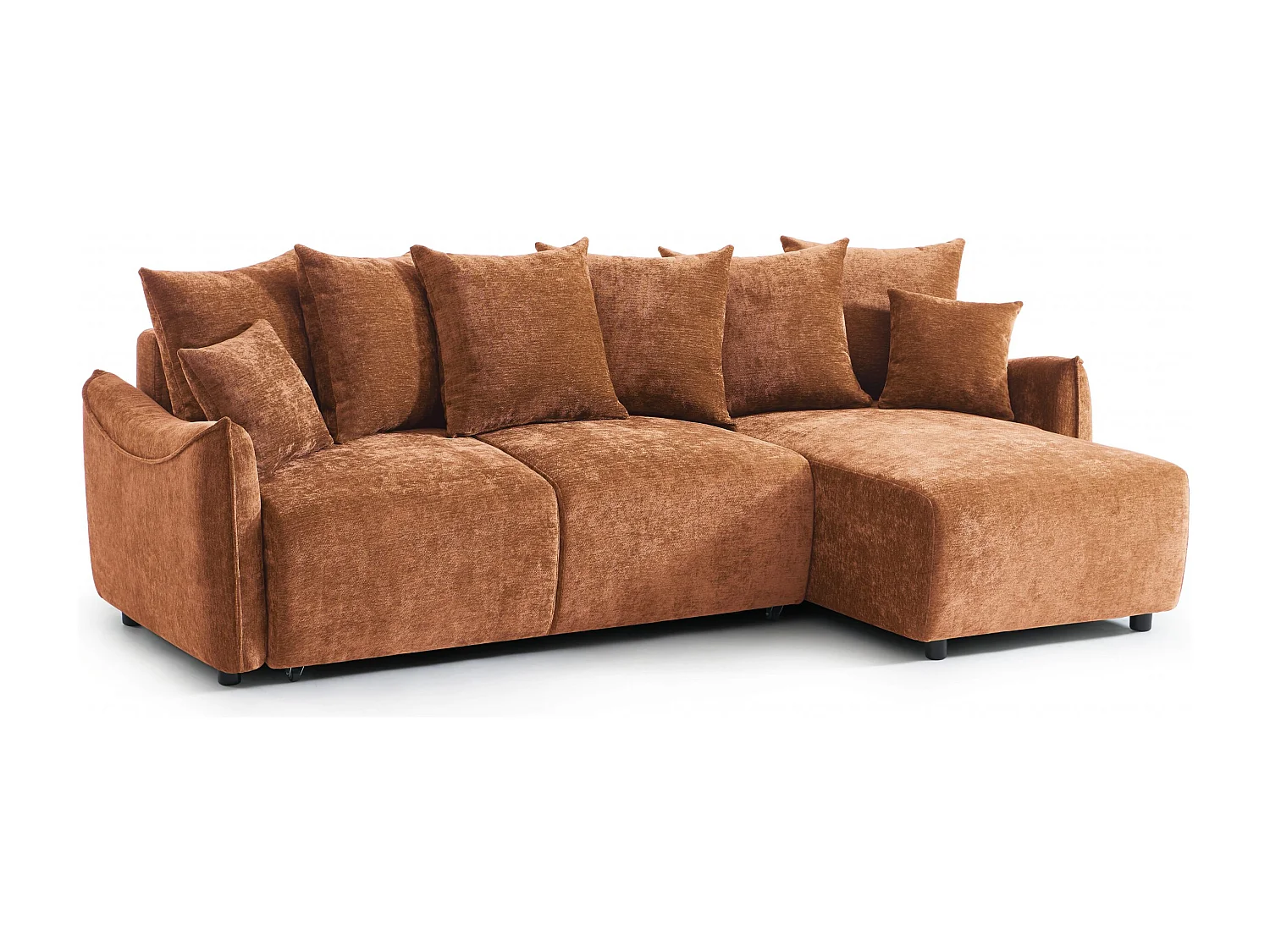 Canapé d'angle réversible convertible tissu 4 places terracotta LYORA
