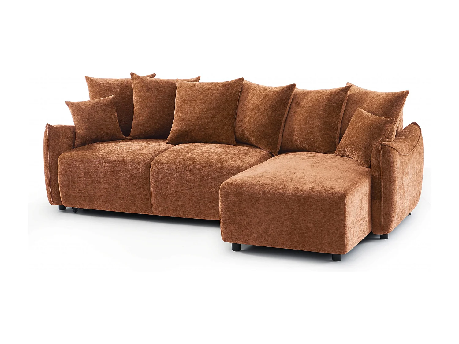 Canapé d'angle réversible convertible tissu 4 places terracotta LYORA