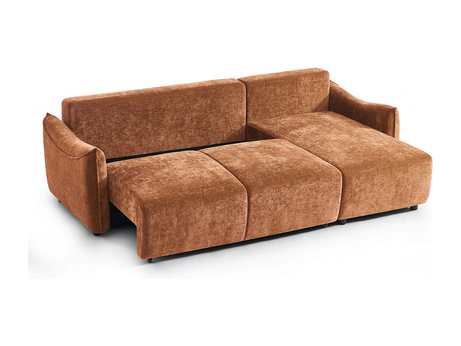 Canapé d'angle réversible convertible tissu 4 places terracotta LYORA