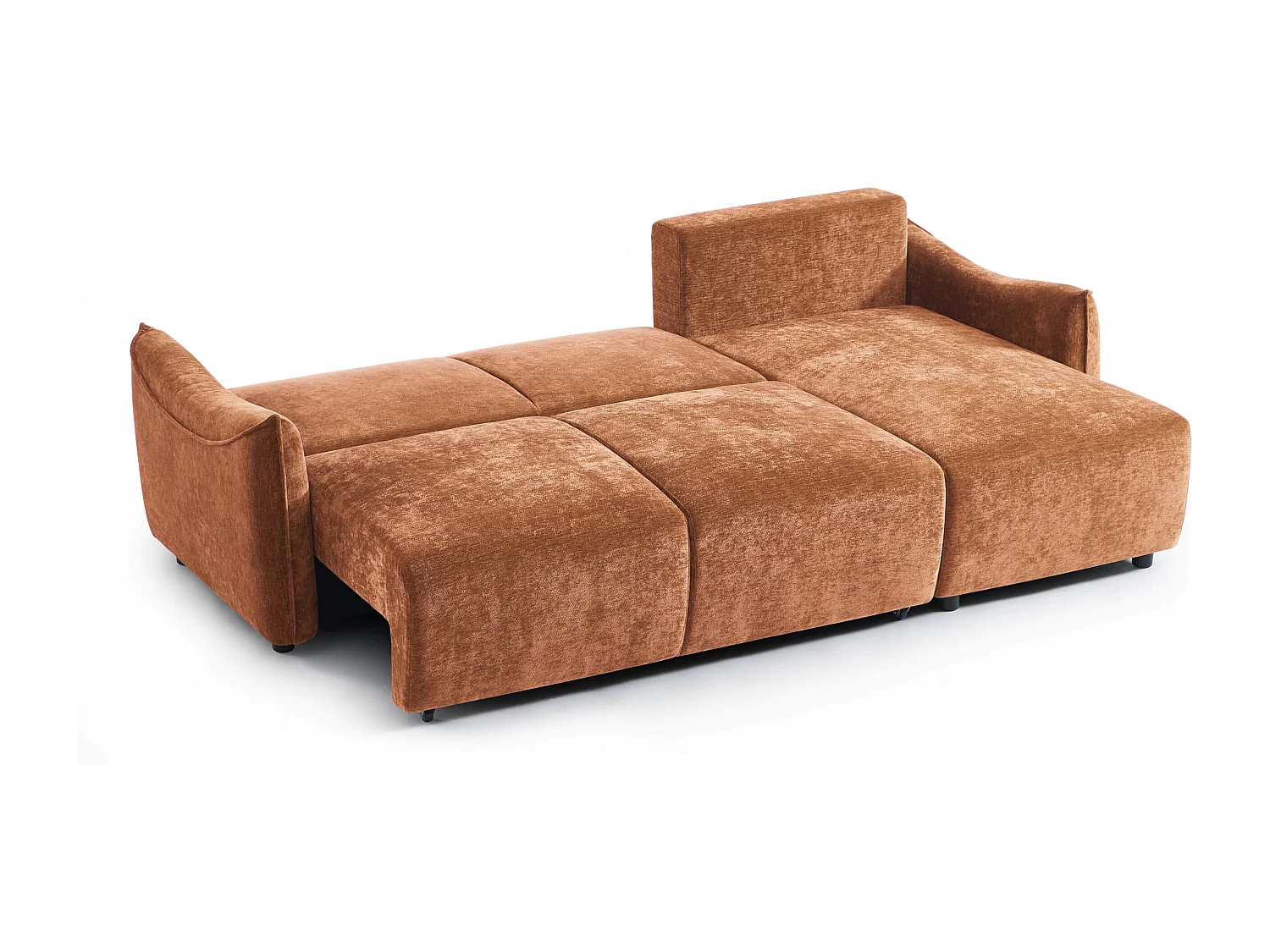 Canapé d'angle réversible convertible tissu 4 places terracotta LYORA