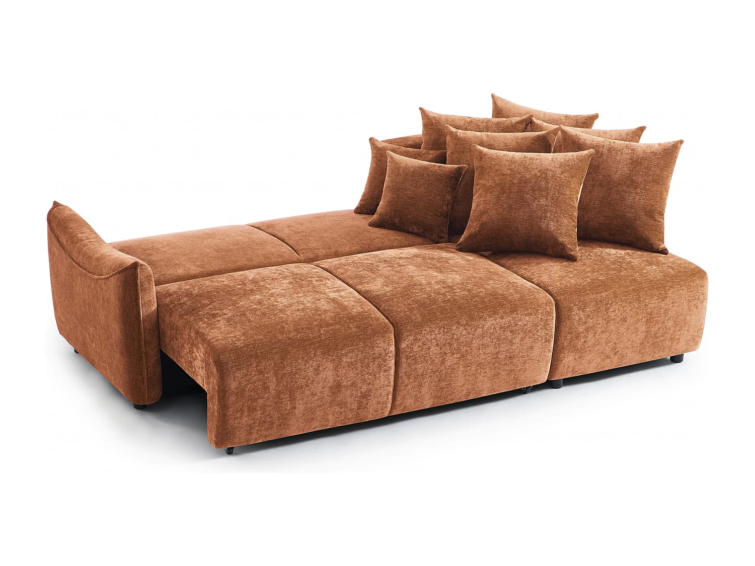 Canapé d'angle réversible convertible tissu 4 places terracotta LYORA