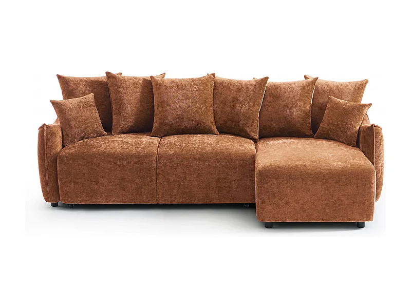 Canapé d'angle réversible convertible tissu 4 places terracotta LYORA