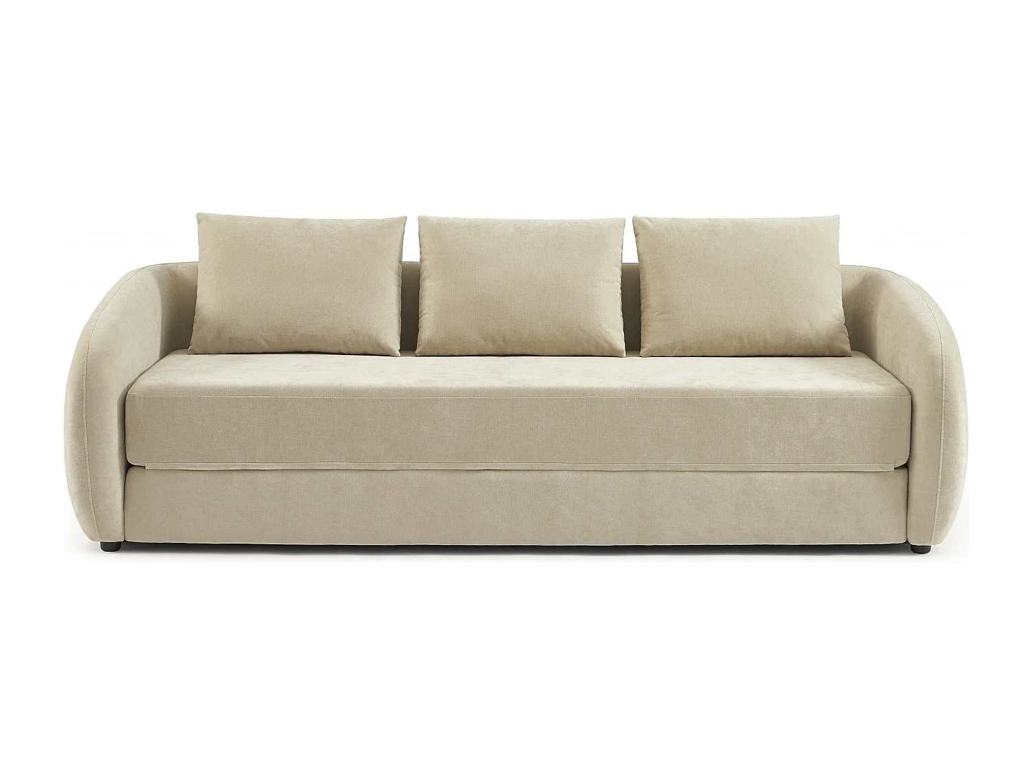 Canapé droit convertible tissu chenille 3 places grège VORIN