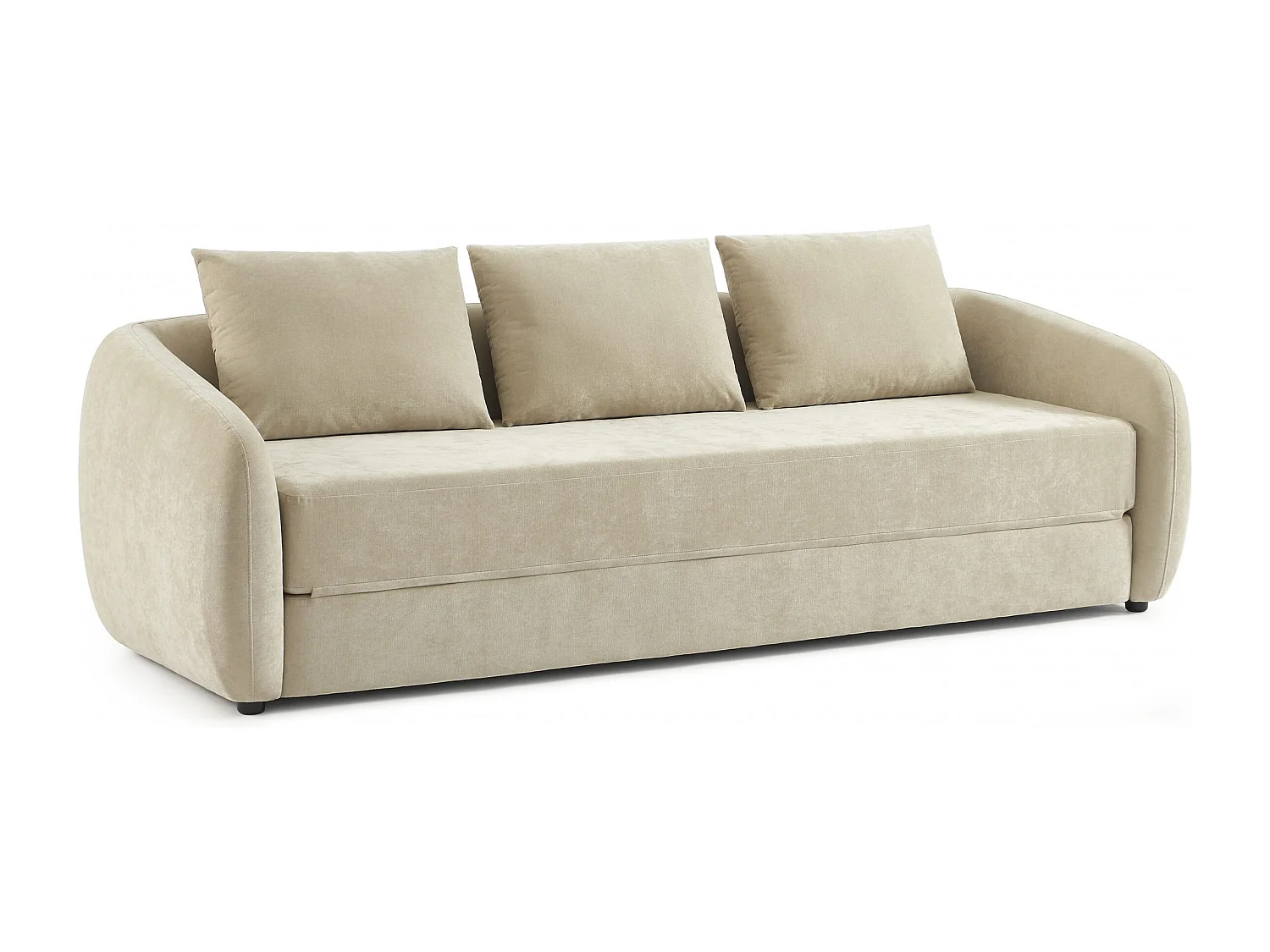 Canapé droit convertible tissu chenille 3 places grège VORIN