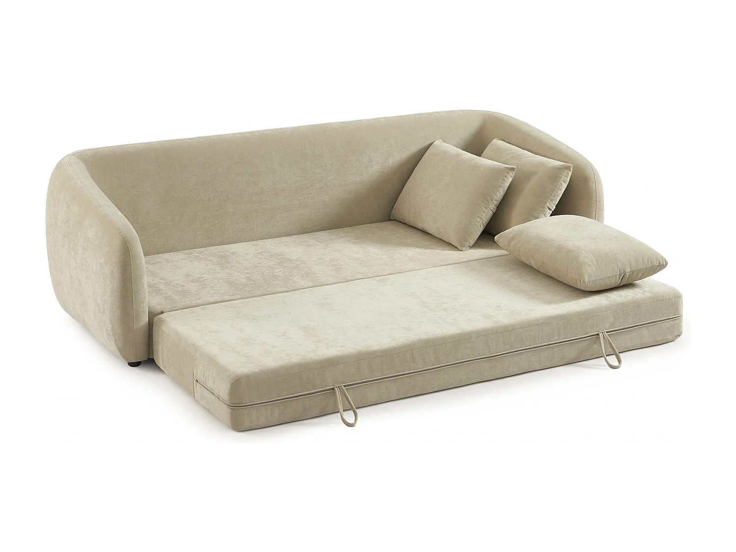 Canapé droit convertible tissu chenille 3 places grège VORIN