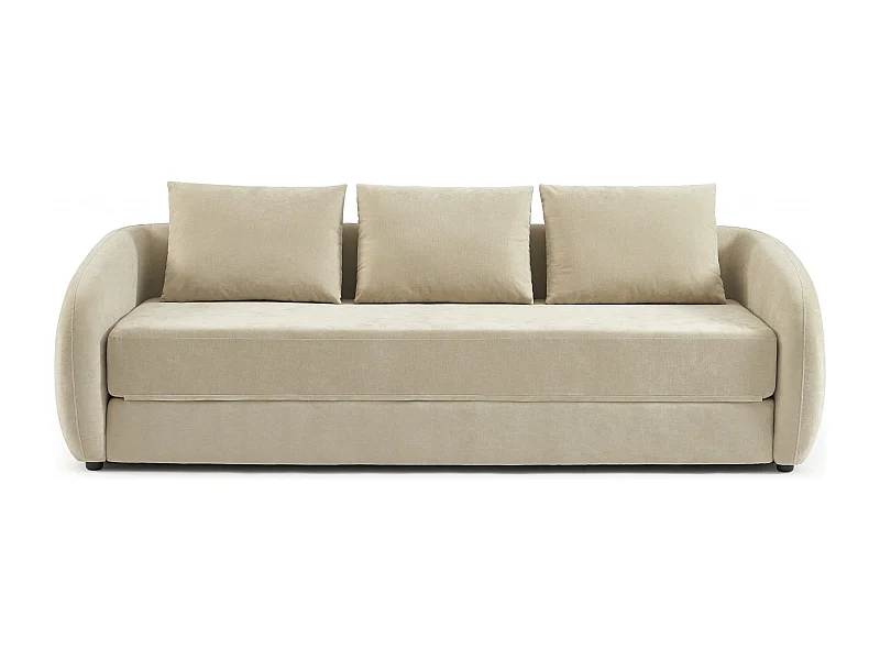 Canapé droit convertible tissu chenille 3 places grège VORIN