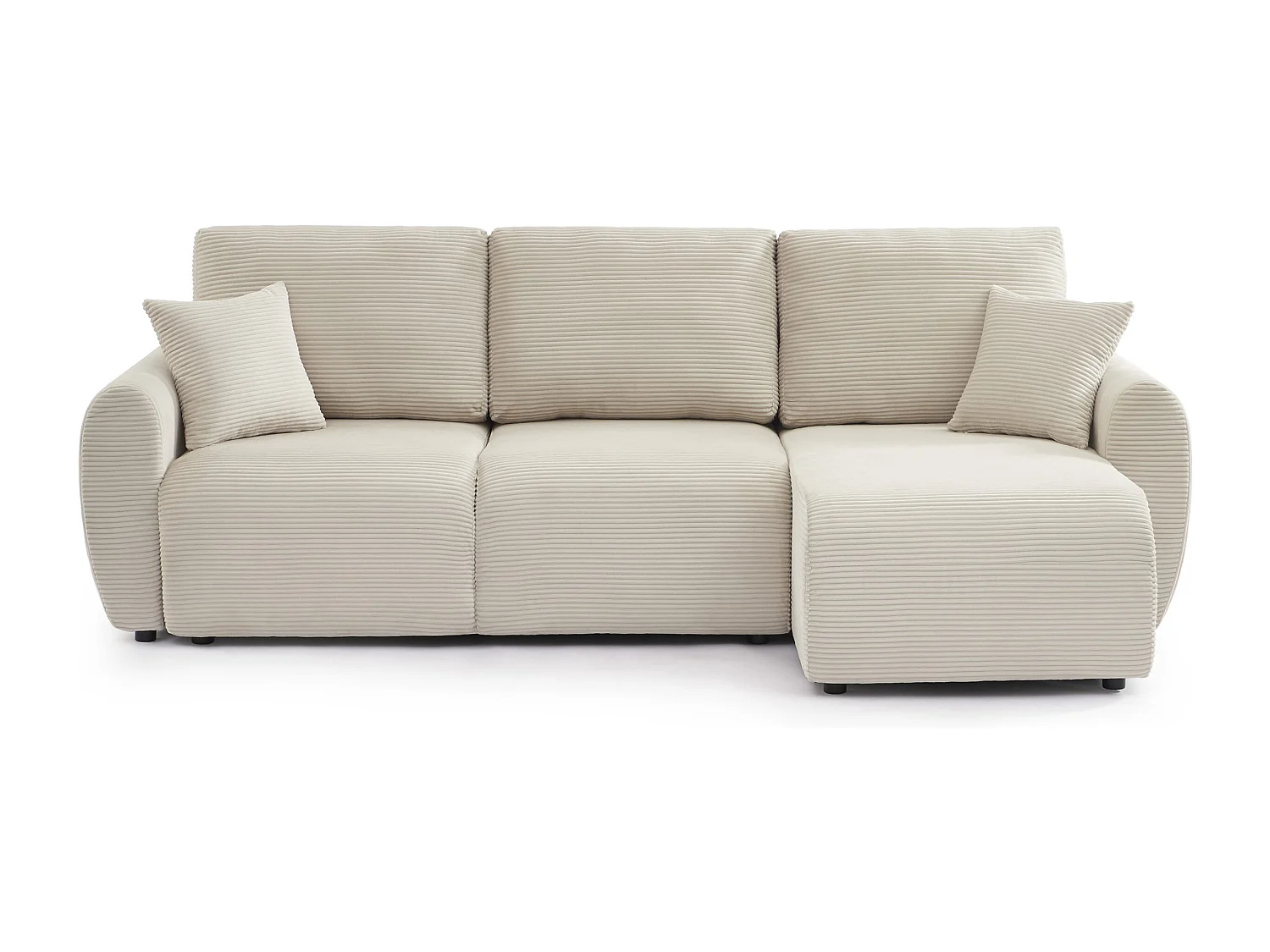 Canapé d'angle réversible convertible velours côtelé 4 places beige KALYS