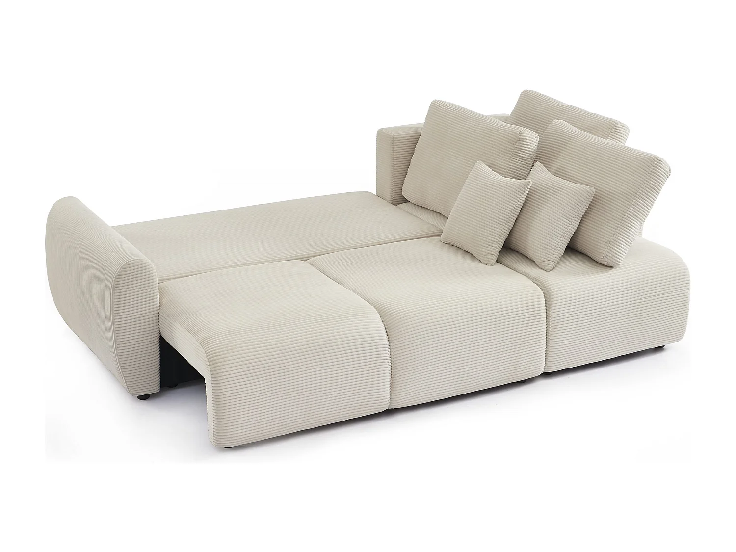 Canapé d'angle réversible convertible velours côtelé 4 places beige KALYS