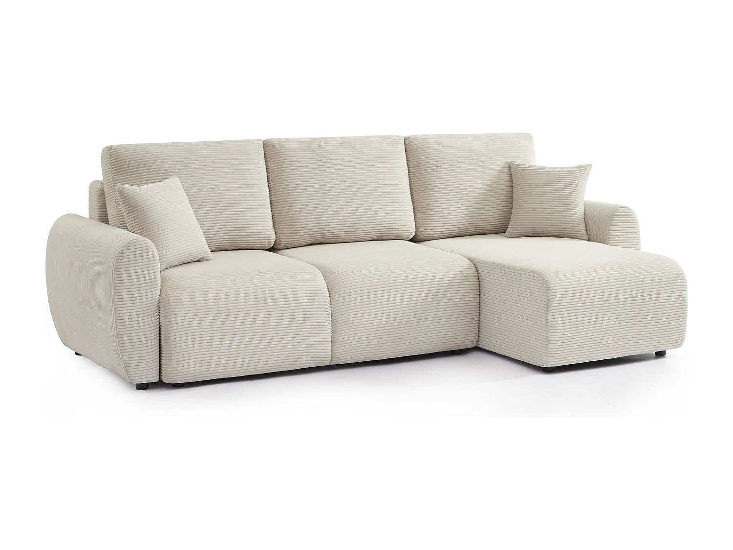 Canapé d'angle réversible convertible velours côtelé 4 places beige KALYS