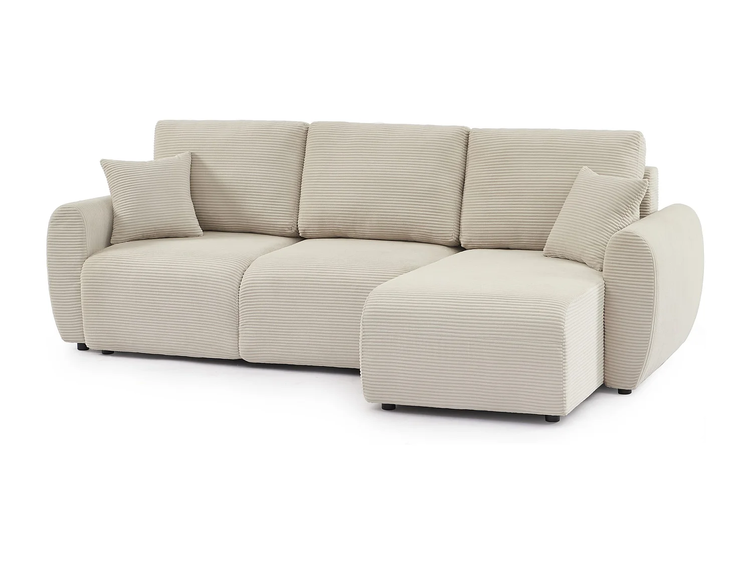 Canapé d'angle réversible convertible velours côtelé 4 places beige KALYS