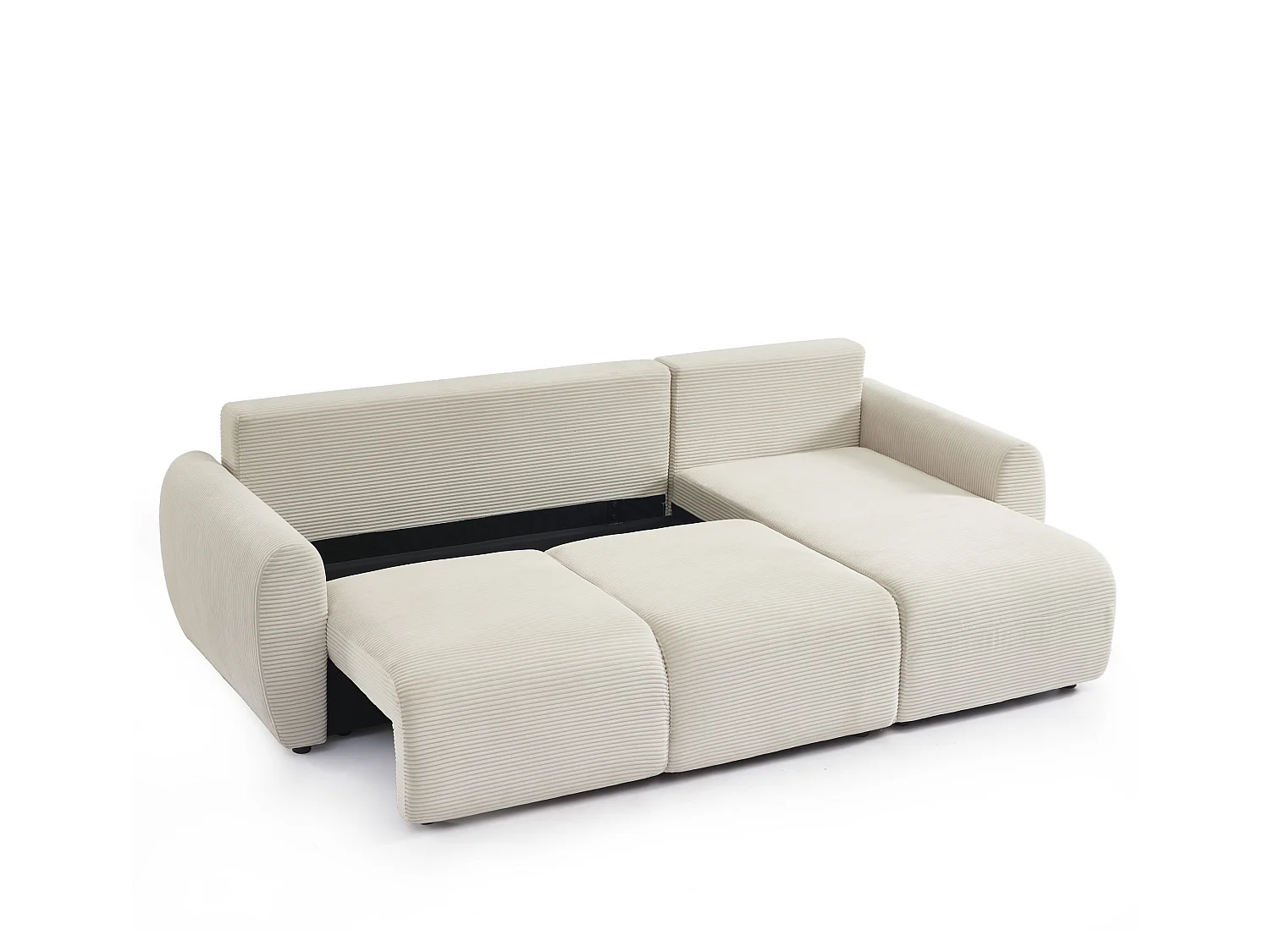 Canapé d'angle réversible convertible velours côtelé 4 places beige KALYS