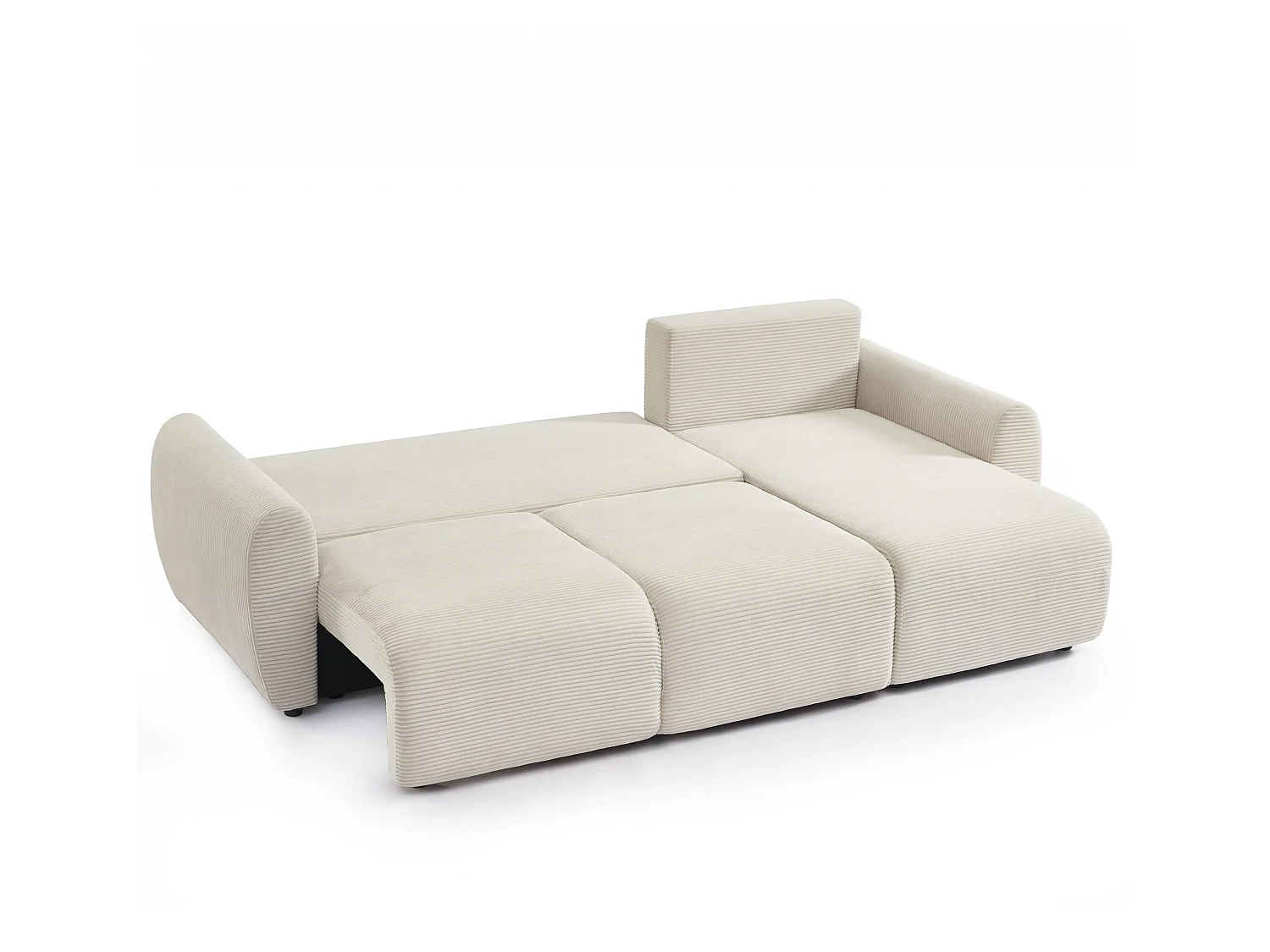 Canapé d'angle réversible convertible velours côtelé 4 places beige KALYS