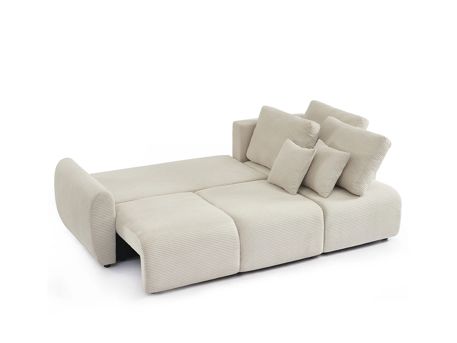 Canapé d'angle réversible convertible velours côtelé 4 places beige KALYS