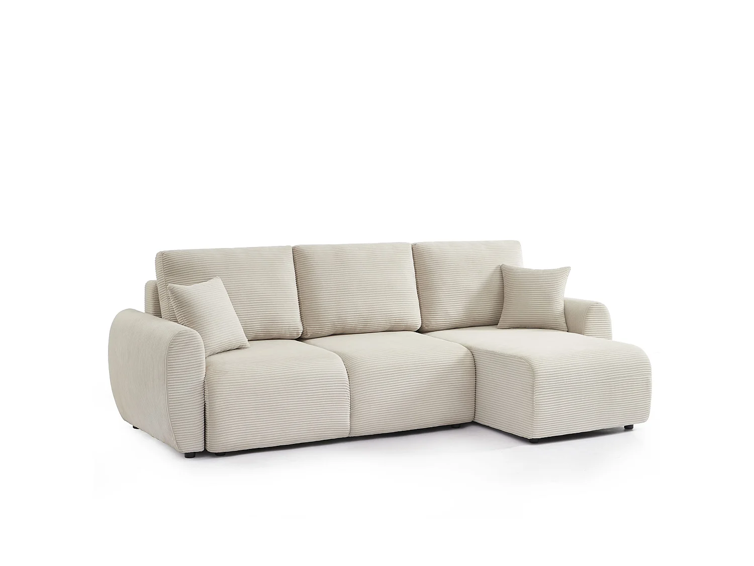 Canapé d'angle réversible convertible velours côtelé 4 places beige KALYS