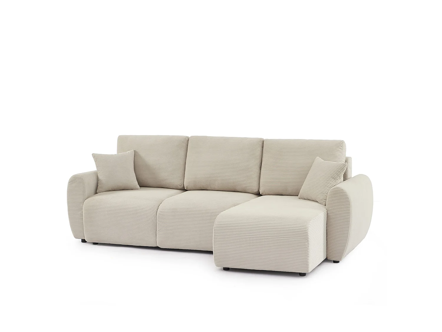 Canapé d'angle réversible convertible velours côtelé 4 places beige KALYS