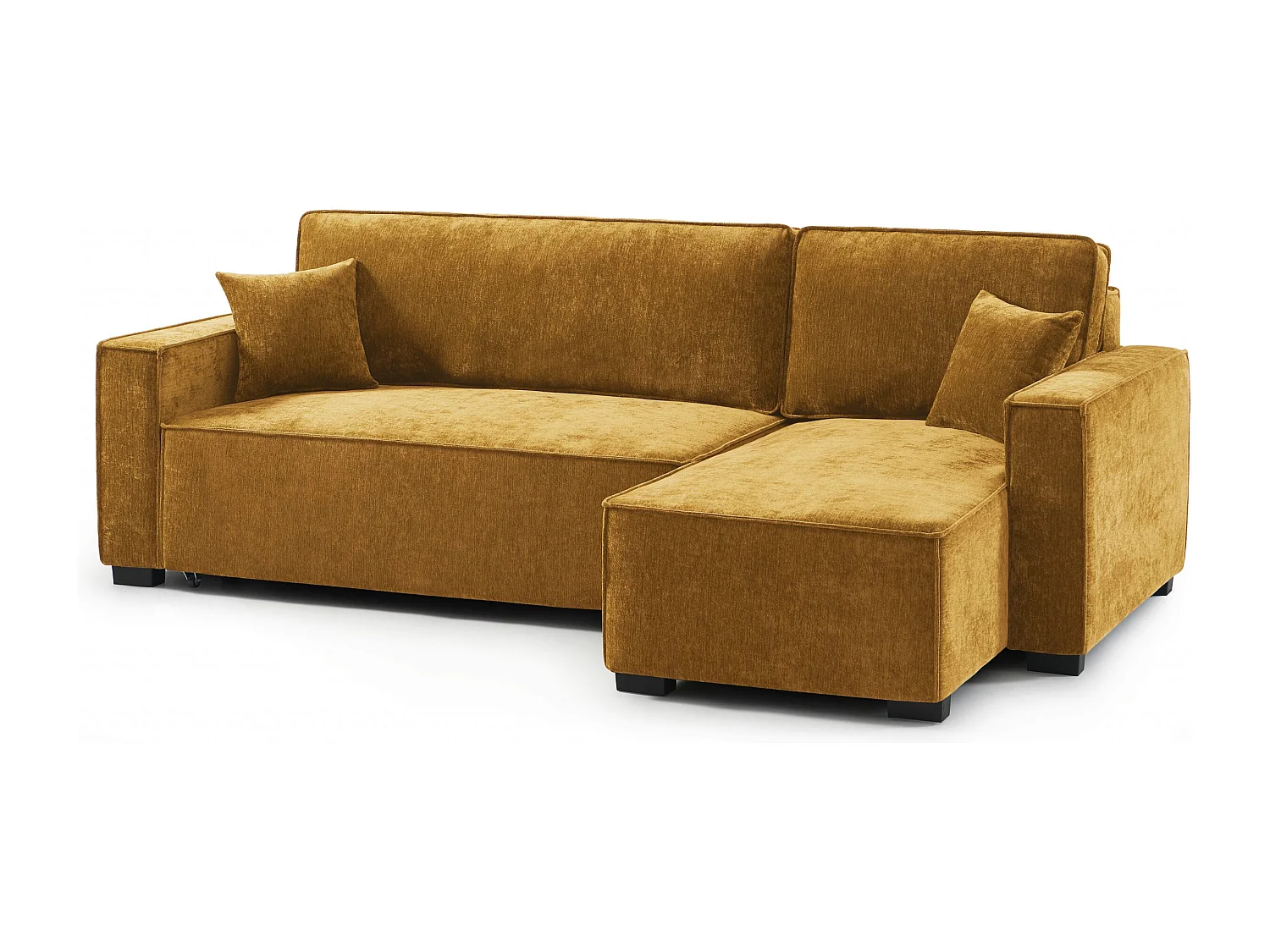 Canapé d'angle réversible convertible tissu 4 places jaune moutarde ORYON