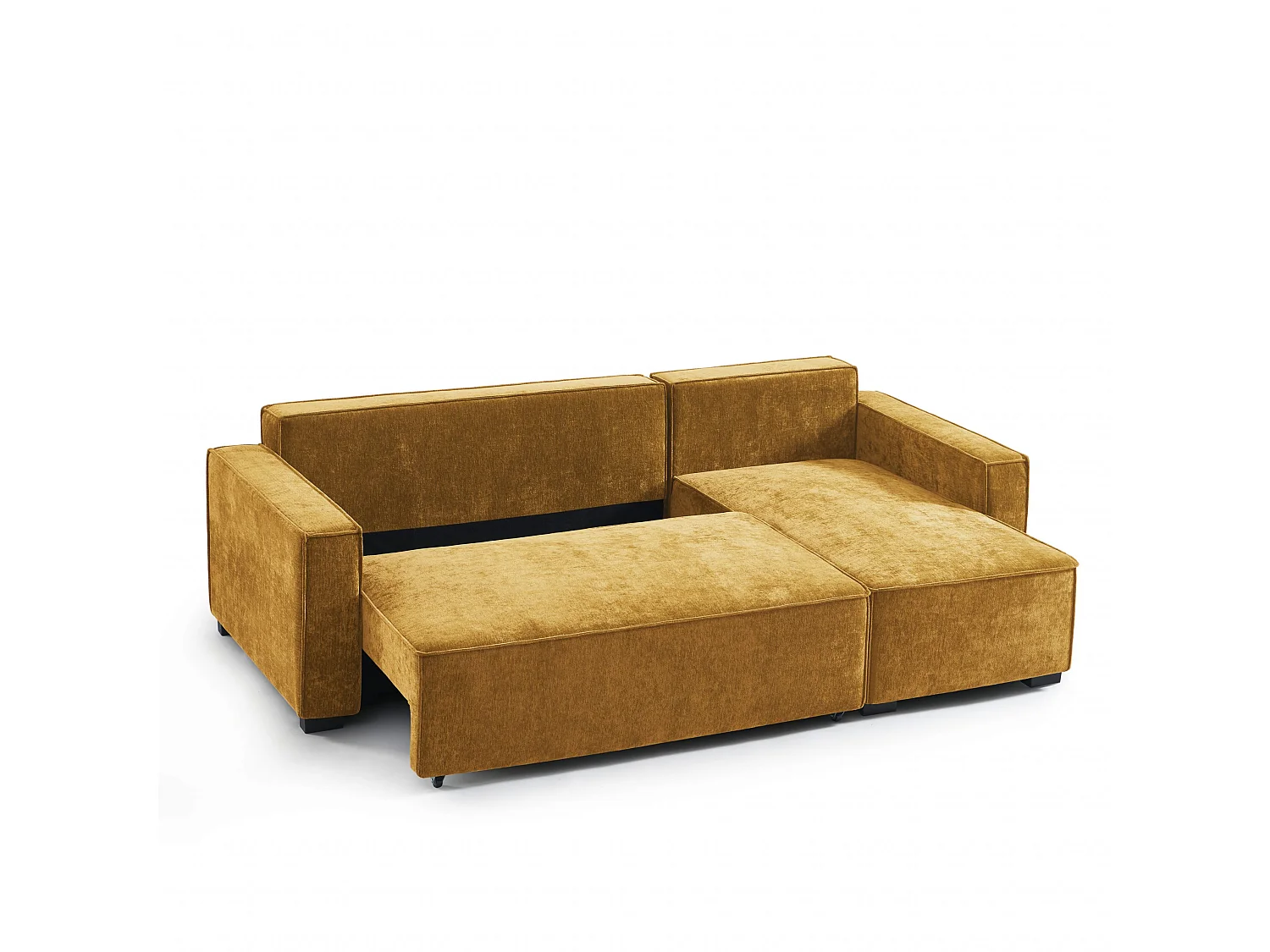 Canapé d'angle réversible convertible tissu 4 places jaune moutarde ORYON