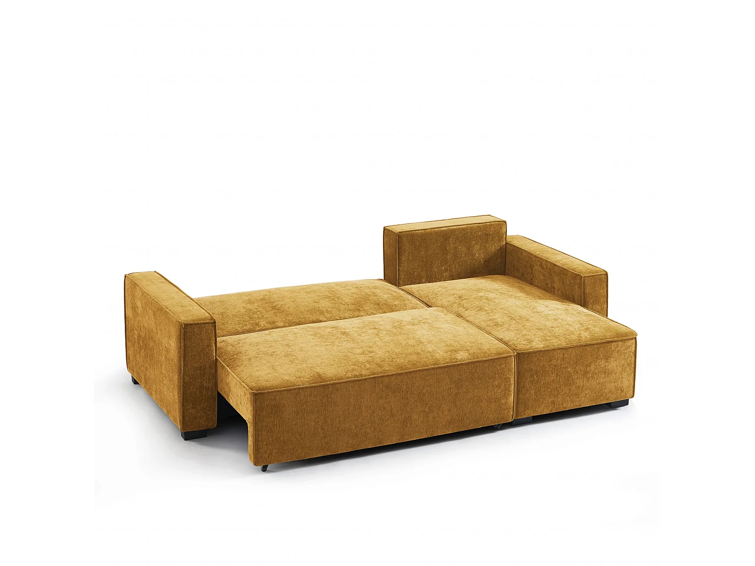 Canapé d'angle réversible convertible tissu 4 places jaune moutarde ORYON