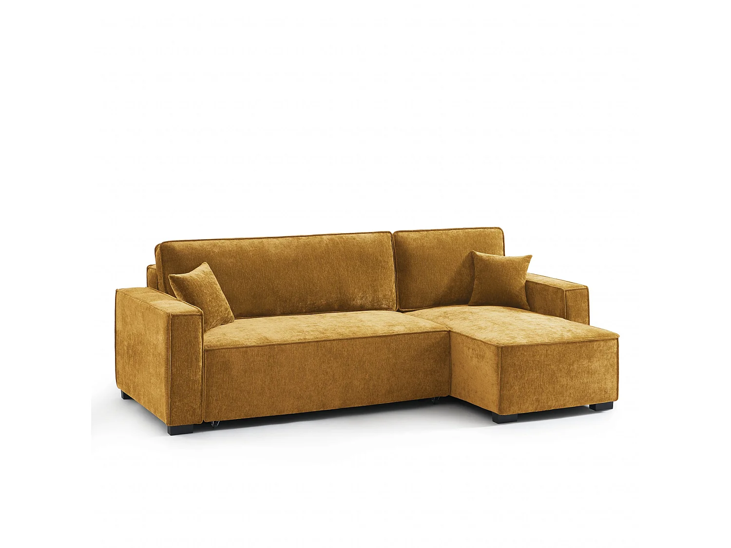 Canapé d'angle réversible convertible tissu 4 places jaune moutarde ORYON
