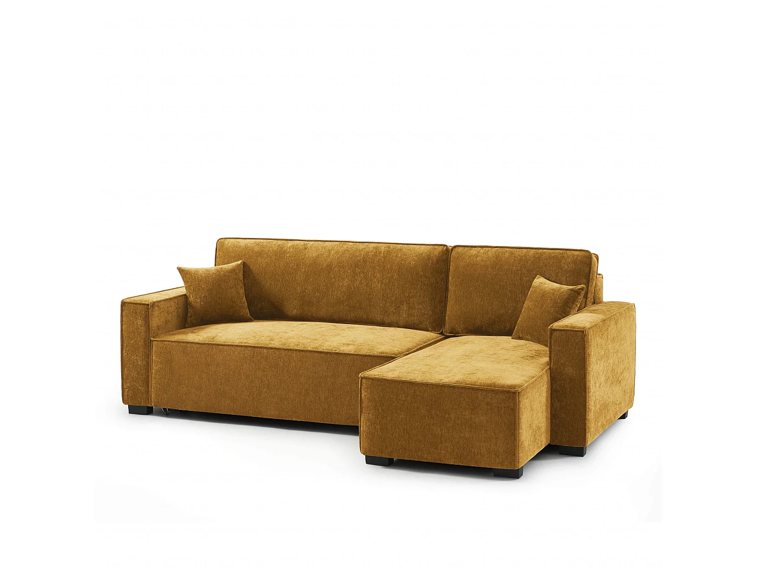 Canapé d'angle réversible convertible tissu 4 places jaune moutarde ORYON
