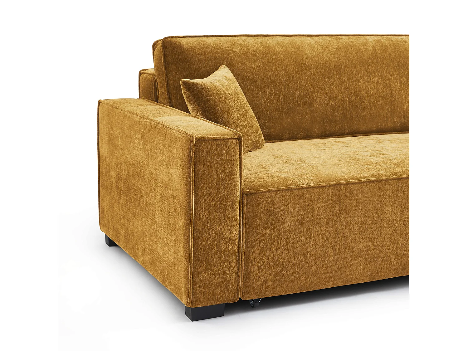 Canapé d'angle réversible convertible tissu 4 places jaune moutarde ORYON