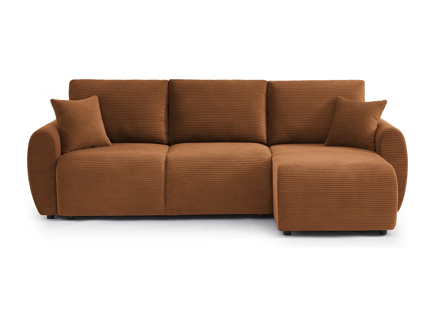 Canapé d'angle réversible convertible velours côtelé 4 places terracotta KALYS