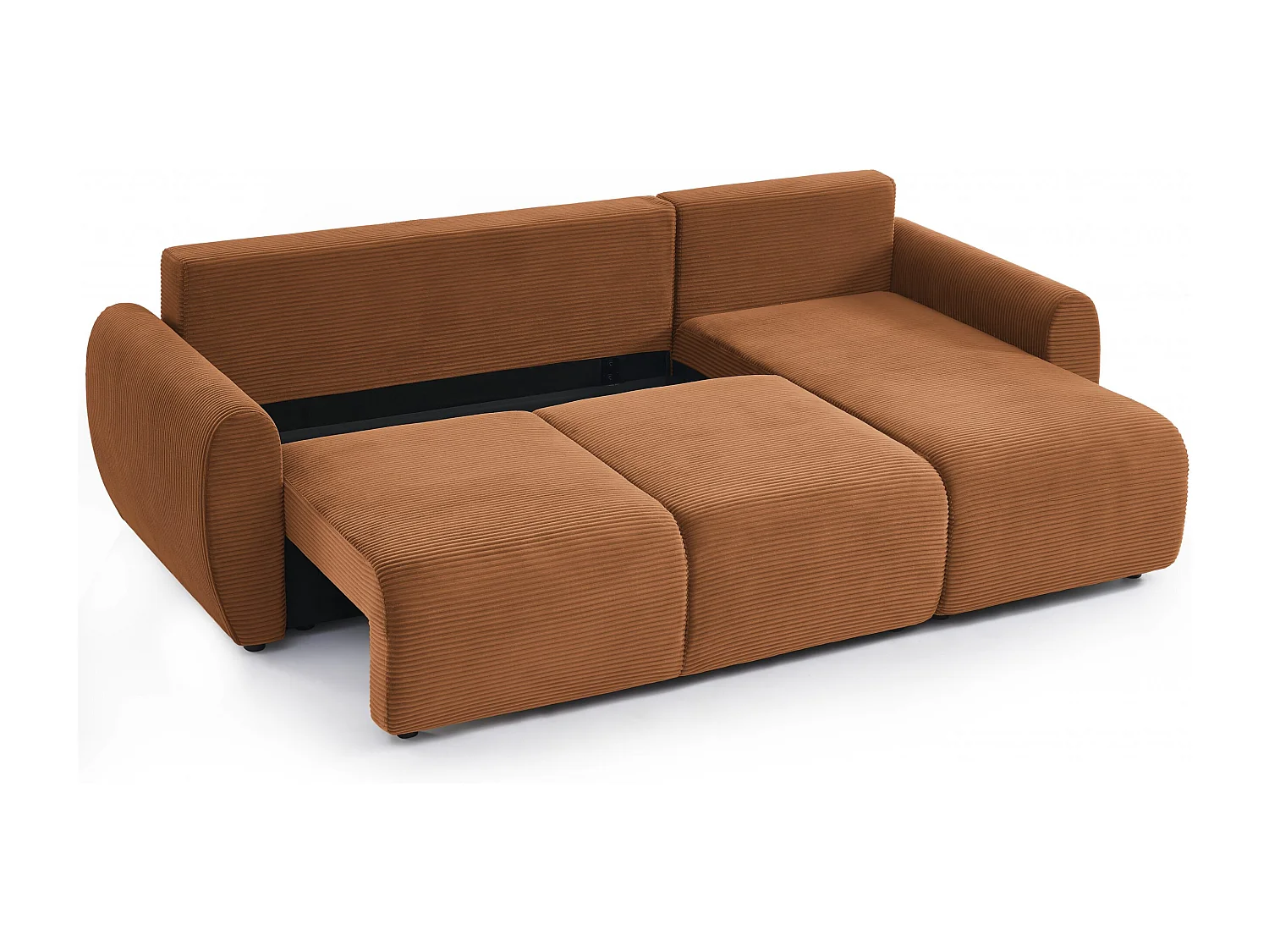 Canapé d'angle réversible convertible velours côtelé 4 places terracotta KALYS