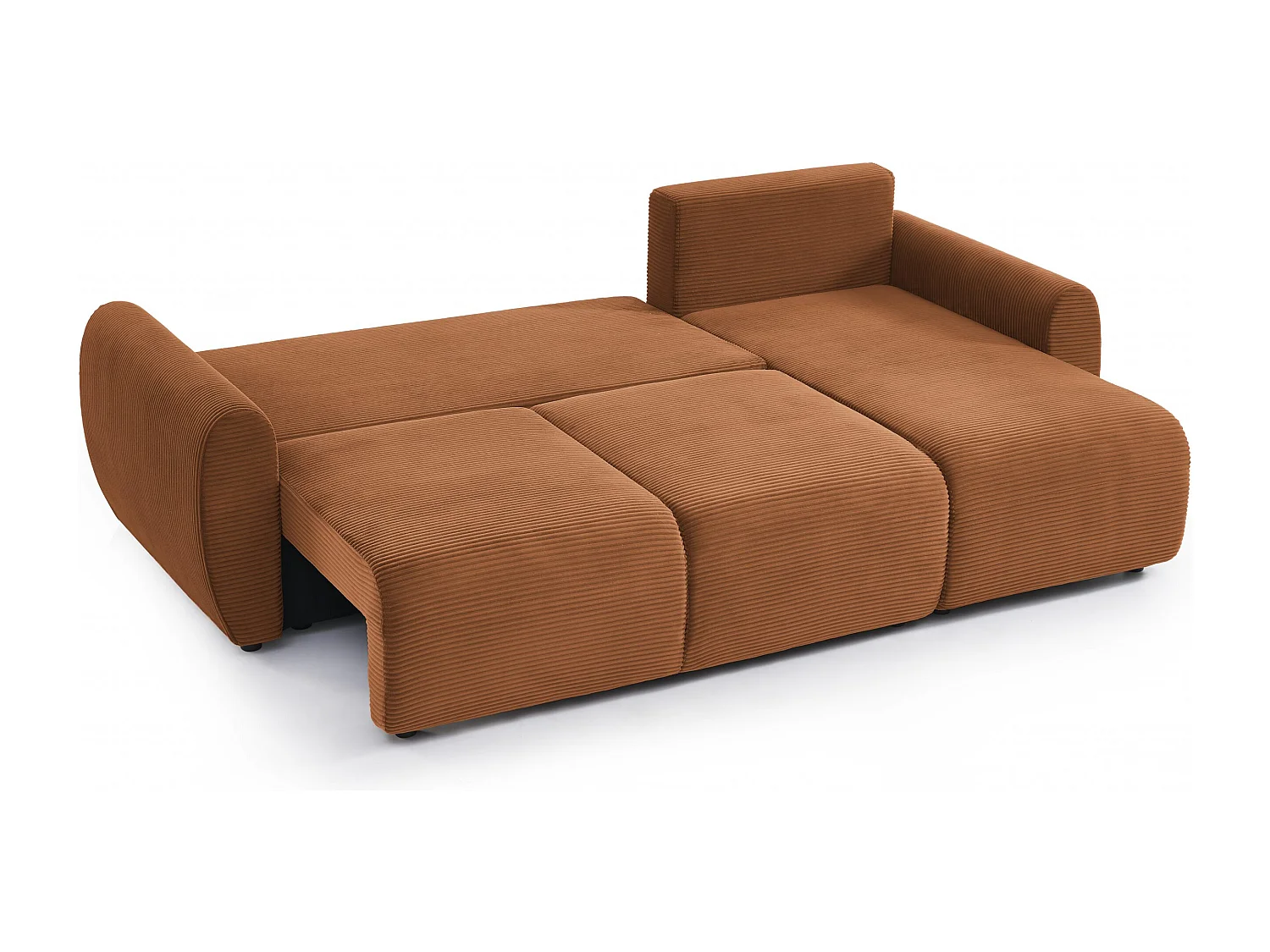 Canapé d'angle réversible convertible velours côtelé 4 places terracotta KALYS