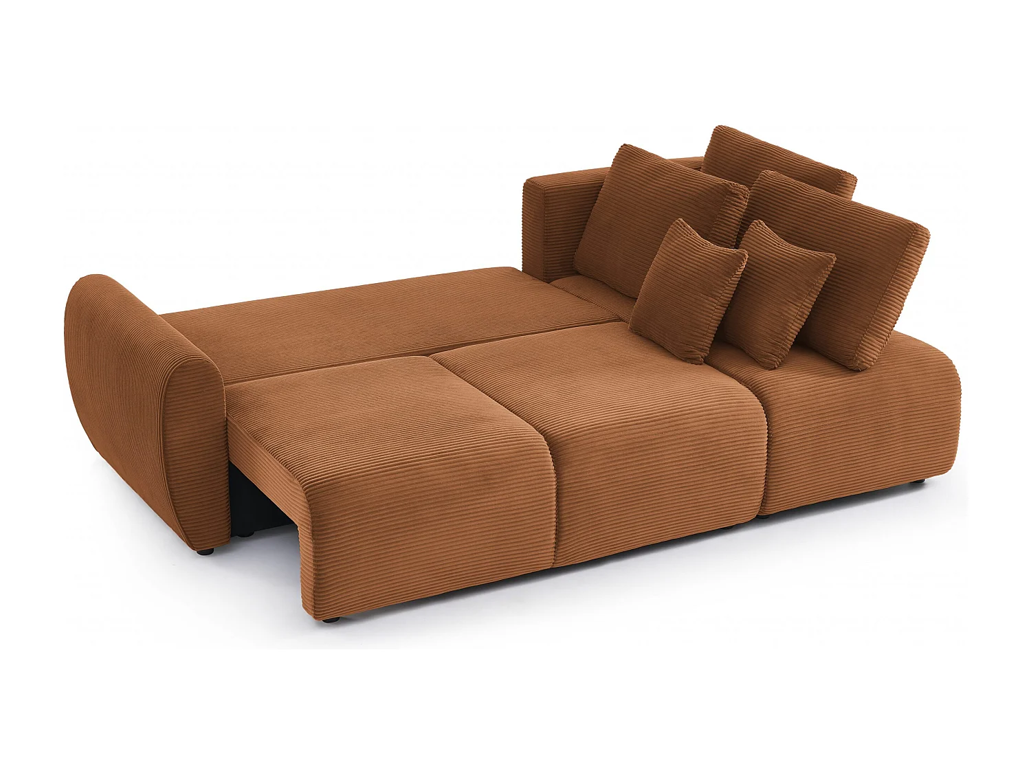 Canapé d'angle réversible convertible velours côtelé 4 places terracotta KALYS