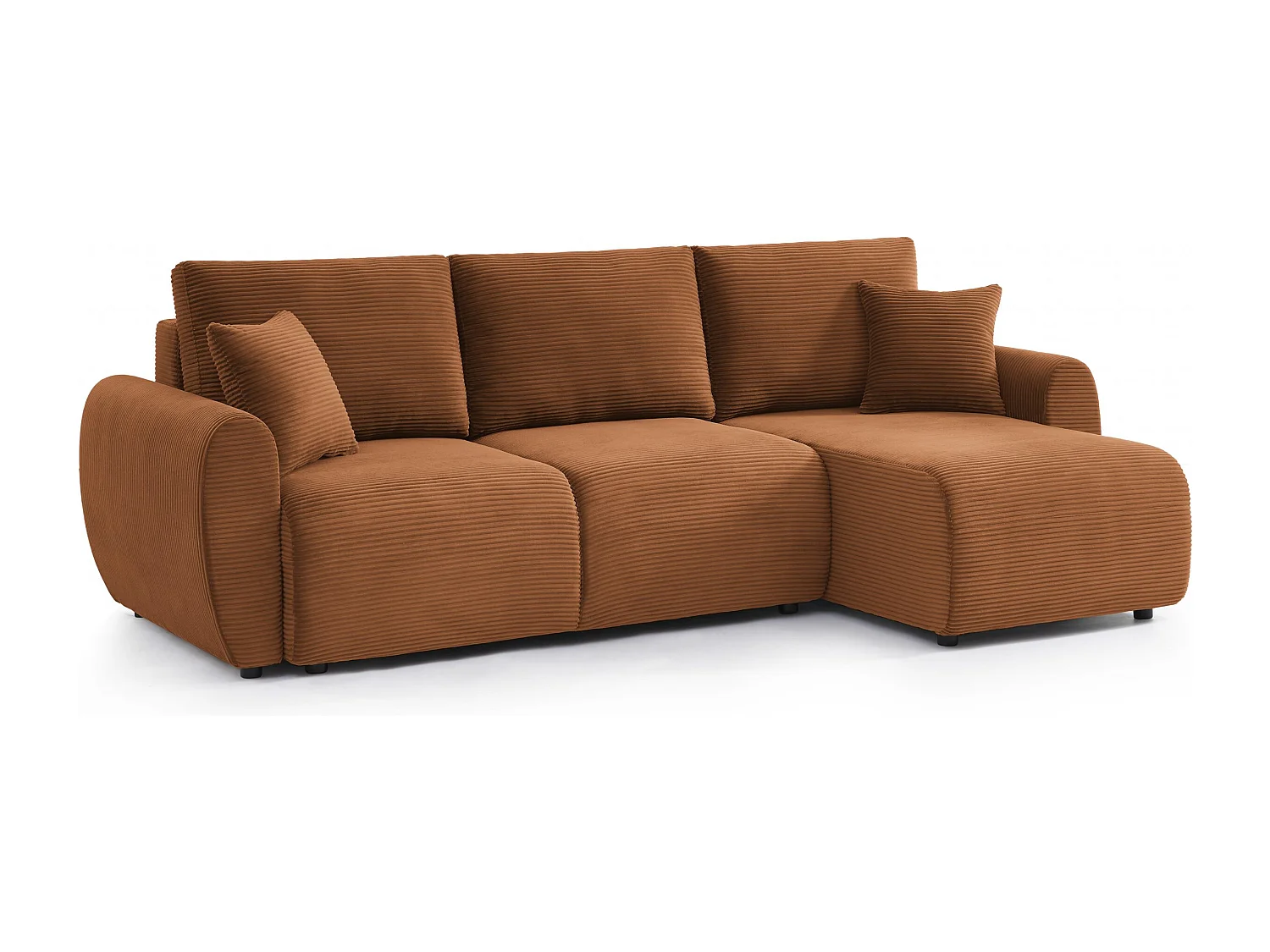 Canapé d'angle réversible convertible velours côtelé 4 places terracotta KALYS